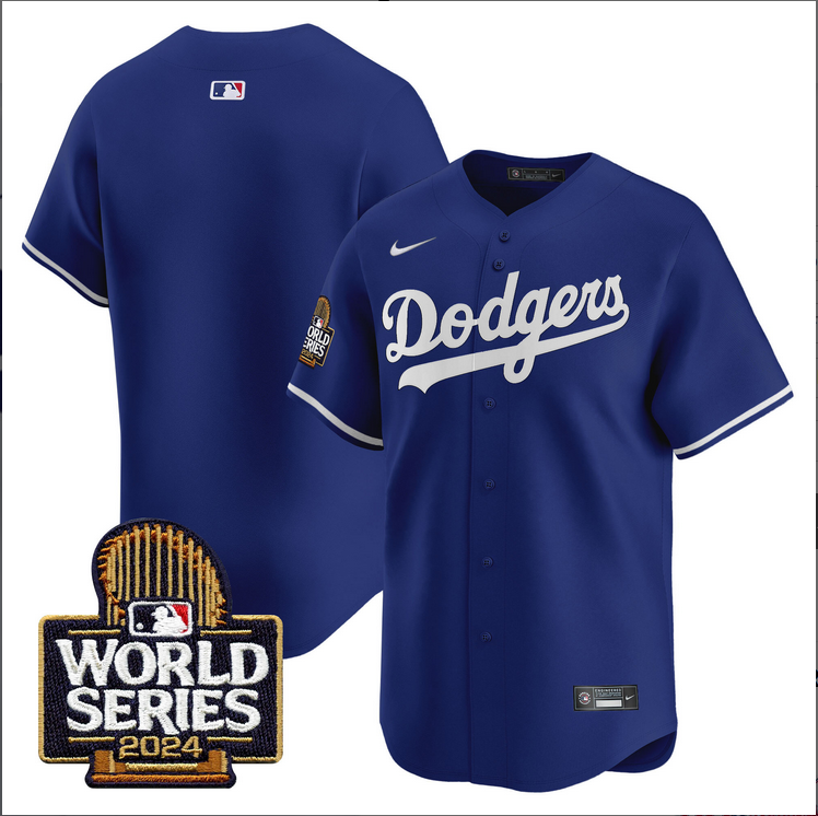 Men MLB Los Angeles Dodgers blue white 2024 World Series Champions Patch Limited Jersey20241105